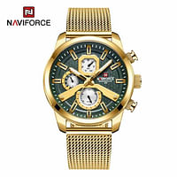 NAVIFORCE NF9211 Movement Quartz Mullti-Funtion Movement Water Proof Mess Stainless Steel Straps for Men's - Gold Green