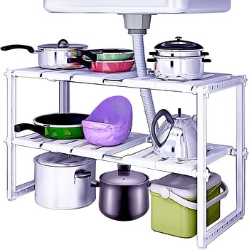 Expandable Under Sink Kitchen Adjustable Storage Organizer Multipurpose Rack