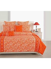 Swayam Orange Floss Sparkle Collection Flat Sheet With Pillowcase Cotton Orange Queen