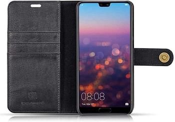 Huawei P20 Pro Case Huawei P20 Pro Wallet Case 2 in 1 Removable Cowhide Leather Folio Flip Cases for Huawei P20 Pro Black
