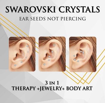 Swarovski Crystals Elements Ear Seeds Non - Piercing Yellow