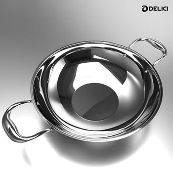 DELICI DTKP 24 Tri-Ply Stainless Steel Kadai Pan with Premium SS Handle