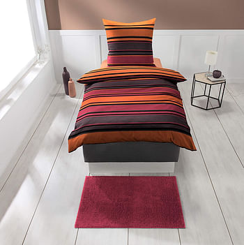 Kleine Wolke Satin Reversible Bed Linen Maxim, Multi-Colour, 135 cm x 200 cm, Chili, Set of 2
