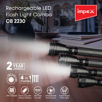 Impex CB 2230 Rechargeable LED Flashlight Combo with 5W Cree LED