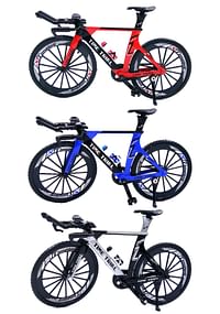 3 Pcs Trio - Die-Cast Racing Miniature Mountain Bikes Collection Toy | Perfect Gift For Kids - Red Blue & White