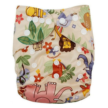 Reusable Diaper with insert pad pocket- Elephant and Monkey
