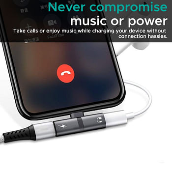 Promate Lightning Jack Adapter, Ultra-Slim 2-In-1 Lightning to Headphone Adapter with High-Quality Audio Output and 2A Pass-Through Charging and Syncing Adapter for Lightning Connector Enabled Devices,