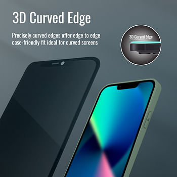 Promate Privacy Screen Protector for iPhone 12, Matte Anti-Spy 3D Tempered Glass Screen Guard with Built-In Silicone Bumper, 9H Hardness, Anti-Fingerprint, Shatter Protection and Touch Sensitivity, WatchDog-i12