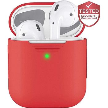 KEYBUDZ PodSkinz Protective Silicone Cover for AirPods 1 & 2 - Lava Red