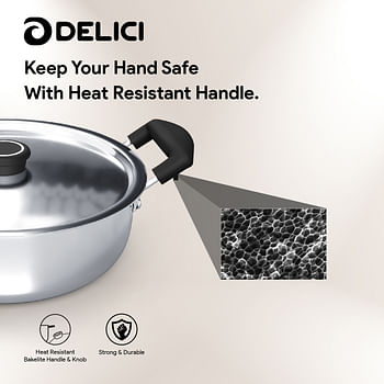 DELICI DKP 22B Stainless Steel Kadai Pan