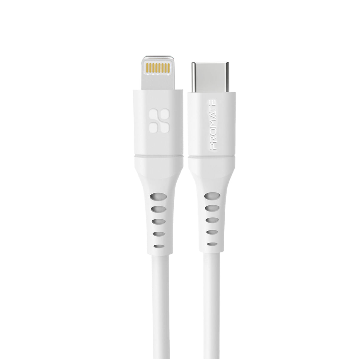 Promate USB-C to Lightning Cable 3m, Powerful 20W Power Delivery Fast Charging Silicone Lightning Cable with 480 Mbps Data Sync and 3A Power Output for iPhone 13/13 Pro/13 Pro Max, iPad Pro, PowerLink-300 White