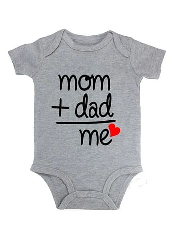 Mom Dad Me Baby Romper Funny Cute Infant Bodysuit Birthday Costume - Grey - 9 to 12 months