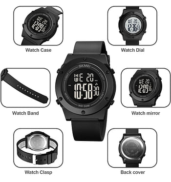 SKMEI 1772 Military Camouflage Sport Watches Men Calendar Alarm Clock Chrono 5Bar Waterproof Digital Watch Male - Black