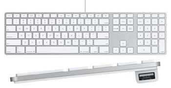Apple USB Wired Keyboard + Mouse Combo with Apple Shortcut Keys for Mac, iMac, Macbook, and Windows PC, White Color