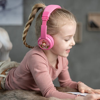ONANOFF BuddyPhones Play Plus Wireless Bluetooth for Kids | Safe Volume w/ Study Mode 20 Hrs Battery Built-in Mic | Wired or Wireless | Adjustable Foldable for Phone, Tablet, e-Learning - Rose Pink