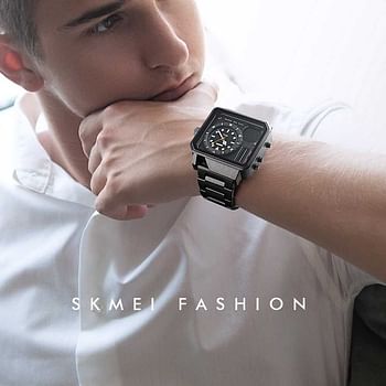 Skmei 1392 Mens Watches Waterproof Fashion Casual Clock Male Digital Quartz Watch Men Stainless Steel Strap Luxury Watch - Rose Gold