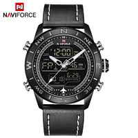 Naviforce NAVIFORCE NF9144 Men Sport Watch Fashion Digital Army Military Leather Quartz Wristwatch with Gift Box