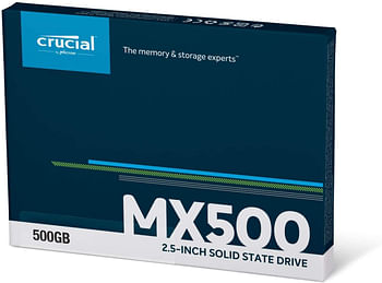 Crucial CT500MX500SSD1 MX500 500GB 3D NAND SATA 2.5 Inch Internal SSD  for Laptop / Notebook - Metal 2.5 Inch