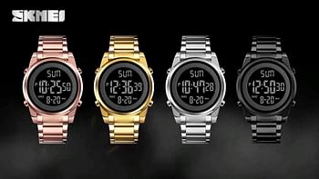 SKMEI 1611 Men Digital Watch Fashion Sports Stainless Steel Waterproof Wristwatches For Men - Silver