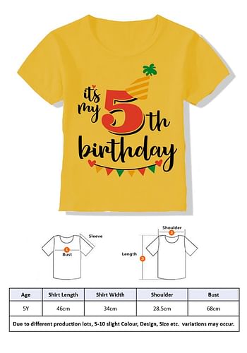 Its My 5th Birthday Party Boys and Girls Costume Tshirt Memorable Gift Idea Amazing Photoshoot Prop  - Yellow