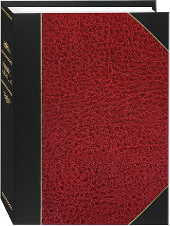 Pioneer LBT-57/R Photo Albums 50-Pocket Red and Black Ledger Style Leatherette Cover Photo Album for 5 by 7-Inch Prints