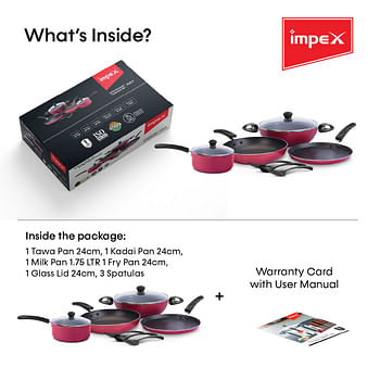 Impex KUK 9 9Pcs Nonstick Cookware Set with High-Grade Non-Stick Coating