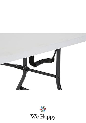 We Happy Folding Table - Foldable Heavy Duty Plastic Table for Indoor & Outdoor Parties, Picnic, Camping, Wedding BBQ Catering, Garden Dining - Fold-In-Half Portable Utility Table - White - 6ft