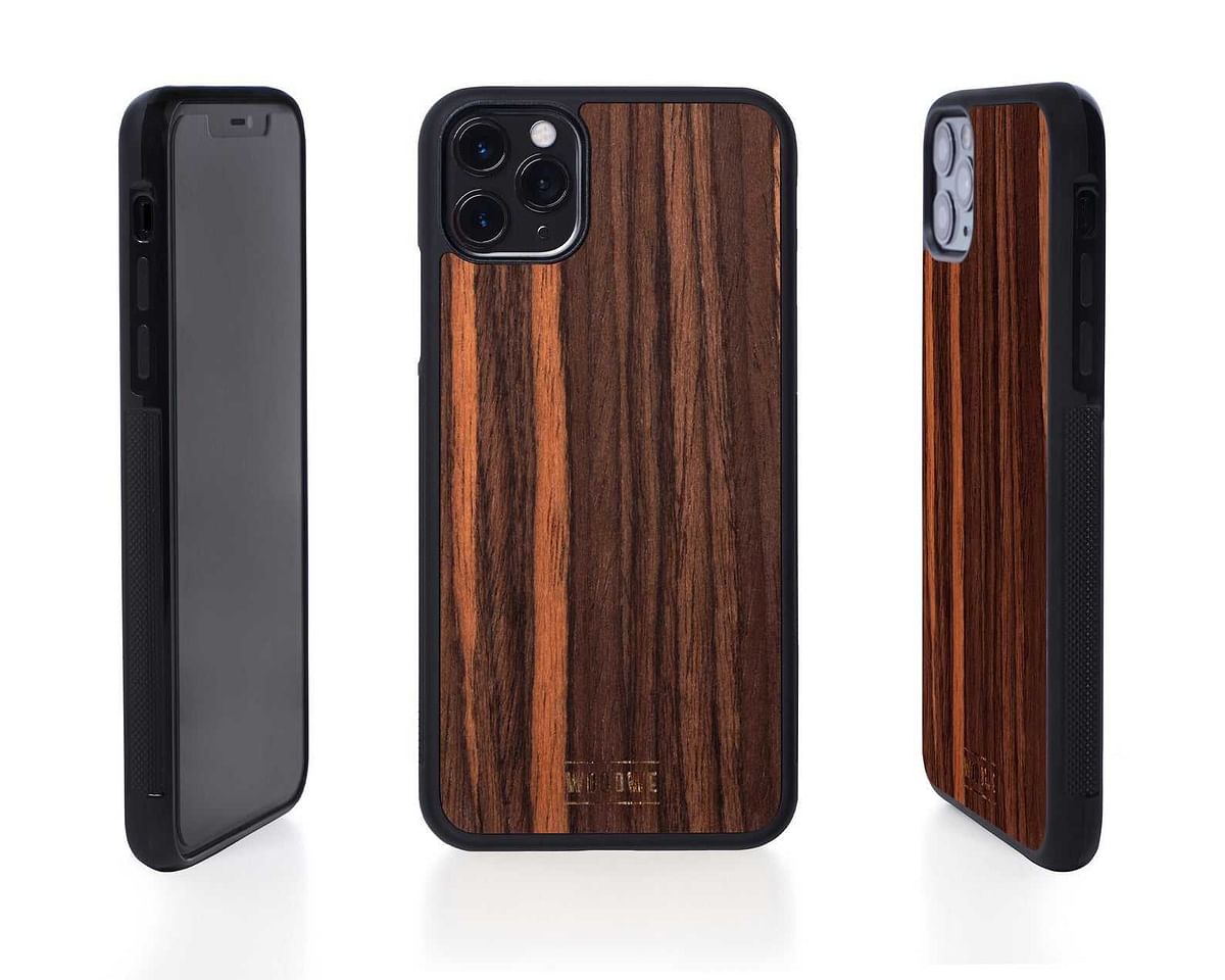 IPHONE CASE - WOOD WITH PLASTIC BASE - EBONY - FOR X AND Xs MODELS
