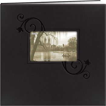 Pioneer MB10E-FBK 12 x 12-inch Black with Floral Embossed Leatherette Post Bound Album, Multi-Colour