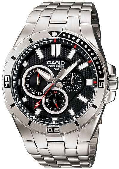 Casio Men s Black Dial Stainless Steel Band Watch MTD 1060D 1AV