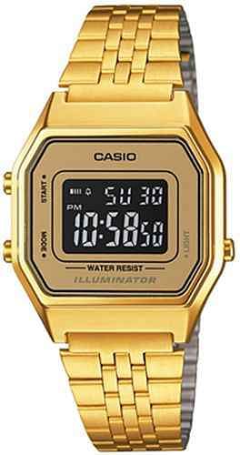 Casio Women's Black Dial Steel Band Watch - LA680WGA-9BDF