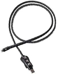 Kyte & Key Whip 1M Leather Lightning Cable - Black / Black