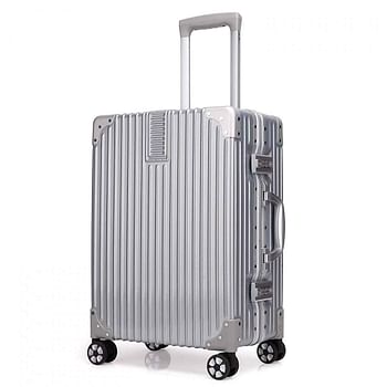 Kroeus ABS+PC Suitcase Luggage Lightweight With Retractable Trolley TSA Lock Spinner Wheels Silver 29 inch