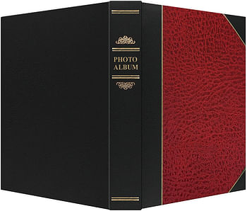Pioneer LBT-57/R Photo Albums 50-Pocket Red and Black Ledger Style Leatherette Cover Photo Album for 5 by 7-Inch Prints