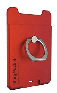 iRing Pocket Card Holder With Universal Phone Grip Red