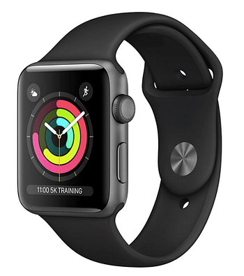 Apple Watch Series 3 - 42mm Space Gray Aluminum Case with Black Sport Band, GPS, watchOS 4