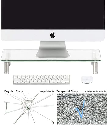 FITUEYES Glass Computer Monitor Riser Desktop Stand - DT105001GC