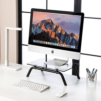 FITUEYES Glass Monitor Stand Desktop Screen Riser for Computer TV DT103802GT