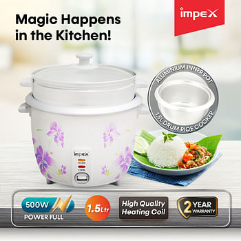 Impex RC 2802 1.5 Litre 500 W Electric Rice Cooker with Automatic Cooking