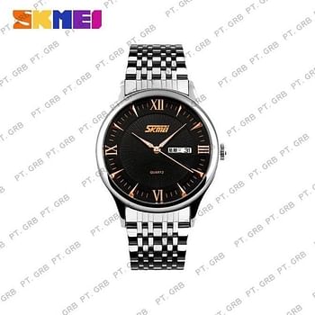 SKMEI 9091 White Dial Original Wrist Watch for Men - Black