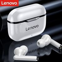 Lenovo LP1 TWS Bluetooth Earphone Sports Wireless Headset Stereo Earbuds HiFi Music With Mic LP1 For Android IOS Smartphone Charging Case - white Colour