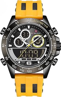 NAVIFORCE NEW NF8019T Waterproof Silicone Strap Watch Men's Sport Multifunction Quartz Analog Fashion Watch - B/B/Y