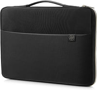 HP 3XD33AA Durable Protection- Lightweight 14" Carry Sleeve, Notebook Case Black, Gold