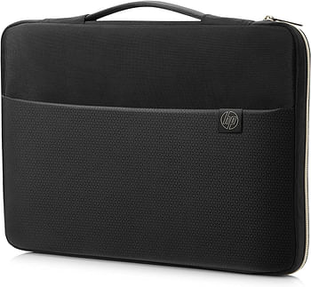 HP 3XD33AA Durable Protection- Lightweight 14" Carry Sleeve, Notebook Case Black, Gold