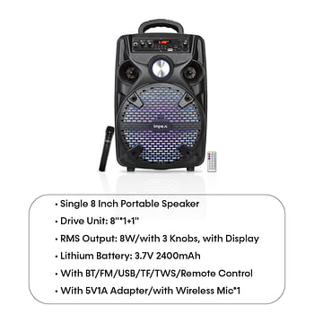 Impex TS 4001A 8 Inch 2400 mAh Trolley Speaker