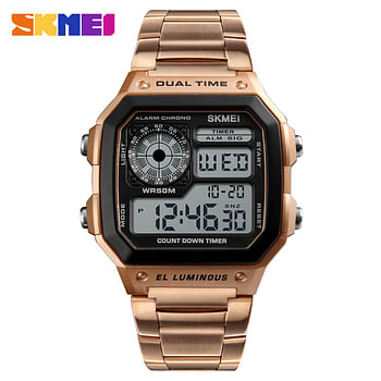 Skmei Sport Watch For Men Digital Stainless Steel - 1335 Rose Gold