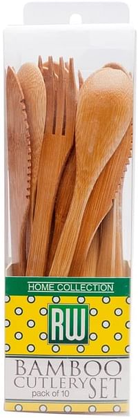 Restaurantware 8-inch Bamboo Knife, Fork, and Spoon Cutlery Sets: Perfect for Catering Events, Restaurants, and Food Trucks - 10 Knives, 10 Forks, and 10 Spoons - Biodegradable and Eco-Friendly - Restaurantware