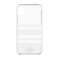 KATE SPADE NEW YORK Protective Hardshell Case - Charlotte Stripe White Glitter / Clear For iPhone XR