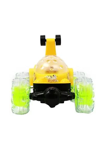 Stunt Car Rotating Spin 360° Flips RC Car Toy With Light & Music (Yellow)