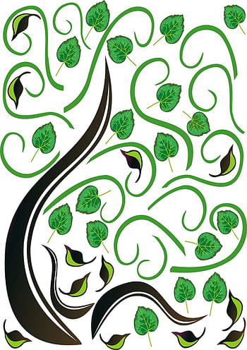 Bosphorus Tree Wall Decoration Sticker, Green/Black, XFG032